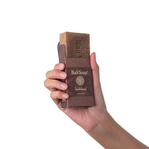 Bali Soap - Sandalwood Natural Soap - Bar Soap for Men & Women - Body and Face Soap - Vegan, Handmade, Exfoliating Soap - 3 Pack, 3.5 Oz each
