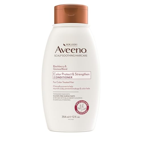 Aveeno Blackberry & Quinoa Strengthening Conditioner for Color-Treated Hair, Moisturizing, Color-Protecting, 12 fl oz