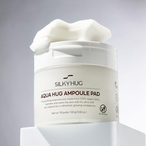 Silky Hug Aqua Hug Ampoule Facial Pad - jumbo-size with 110 pads - Skin Tighten Wrinkles & Lines - Firming Skin and Restore Elasticity with Deep Hydration Restoring Skin - Silk Fabric made in korea