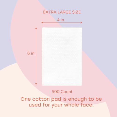 White Rabbit ? Naked Cotton Classic ? Premium 100% Cotton Pads for Toner Use, Makeup Remover, and Masks | Unbleached, Lint-Free, Extra Soft | Korean Skin Care Product (500 Count)