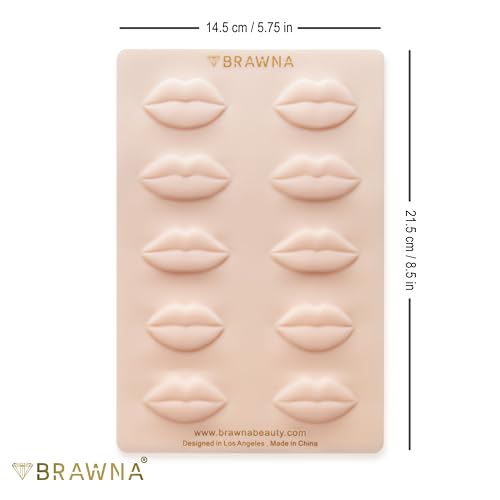 BRAWNA 3D Lip PMU Practice Skin - 10 Lip Shapes - Lip Tattoo Practice Skin ? PMU Supplies