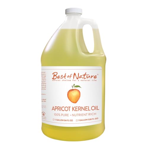 Best of Nature 100% Pure Apricot Oil ? Lightweight Massage & Body Oil, Unscented Moisturizer for Hair, Skin, Face, Ideal Carrier Oil for Essential Oils, Gallon (128 fl oz)
