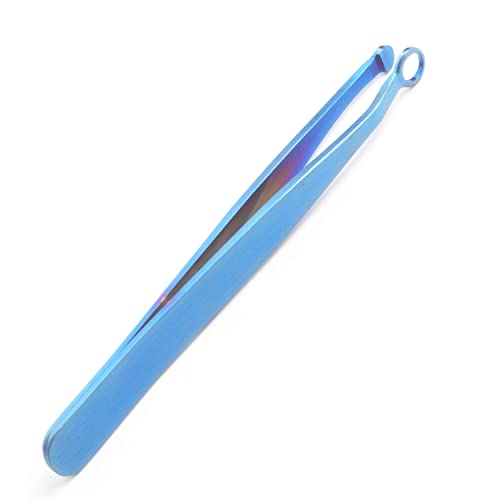 Nose Hair Tweezers Nose Hair Trimming Tweezers Stainless Steel Round Head Tweezers Eyebrow Clippers Trimmer Water Resistant for Men Women Sideburns, Brow, Body, Noses (Blue)