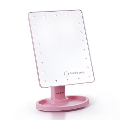 Juicy Couture - LED Light-Up Vanity Mirror for Makeup, Adjustable Brightness, Touch Control, Sleek Modern Design, Portable Beauty Mirror for Dressing Table & Travel