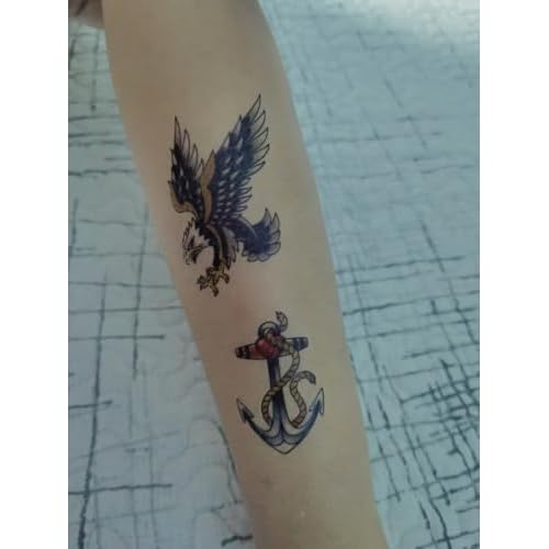 Anchor Skull Swallow Temporary Tattoo Sticker Waterproof Adult Men Women Hand Arm Shoulder Body Art 15X11cm Set of 4 (SF200)