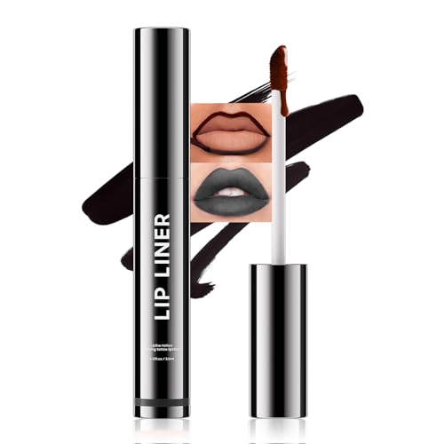 OETUIOW Lip Stain, Lip Liner Stain, Peel Off Lip Liner Tattoo, Long Lasting Lip Stain Waterproof for Women Girls All Skin Types, Transfer-Proof & Natural (Black)