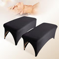 2-Piece Spa Bed Cover Professional Lash Bed Cover Stretchy Massage Table Cover Beauty Bed Protective Topper, Excellent for Lash Extension, Spa, Massage, Beauty Salon, Wax, Tattoo (Black)