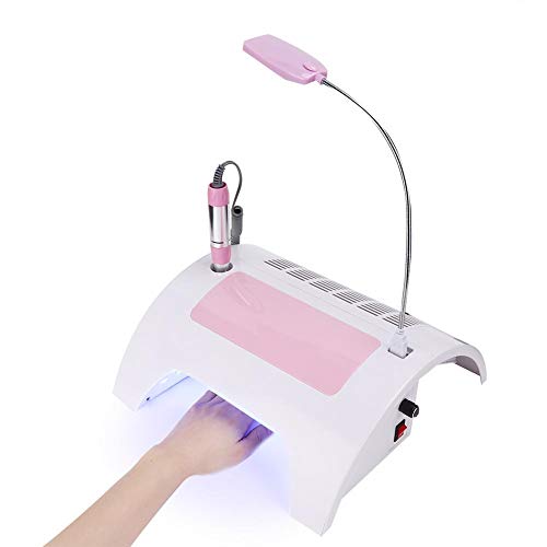 5 in 1 Nail Dust Collector with Drill, 60W Electric Nail Vacuum Dust Collector Extractor Nail Dust Cleaner Manicure Light Hand Rest Pillow Dust Suction Machine for Manicure Pedicure (US)