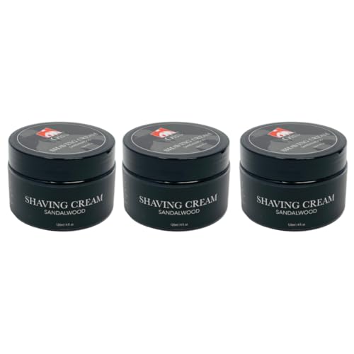 G.B.S Sandalwood Shaving Cream for Sensitive Skin, Hydrates, Nourishes for Close Smooth Shave, Protects Skin from Cuts, Bumps, Redness and Irritation (Pack of 3)