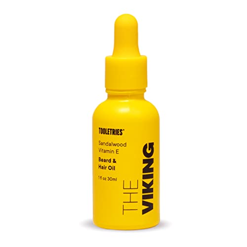 TOOLETRIES The Viking - Scented Beard & Hair Oil for Men with Sandalwood & Vitamin E - Conditions and Hydrates for Smooth Feel, Prevents Dandruff - Made in Australia - 1fl oz