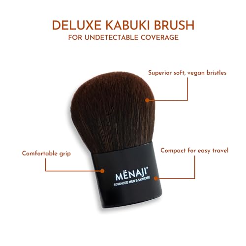 MENAJI Deluxe Kabuki Brush for Men - Professional Makeup Foundation Brush for Powder, Liquid & Cream - Travel-Friendly makeup Brushes for Flawless Application