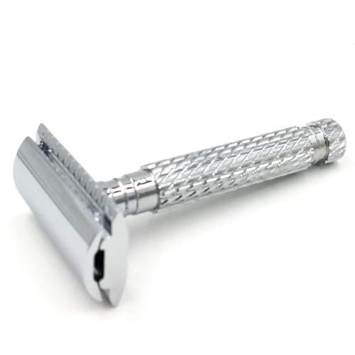 Parker 94R ¡°Hefty¡± Double-Edge Safety Razor with Standard-Length Handle + 5 Premium Blades ? Chrome-Plated Brass, Three-Piece Design, Balanced Weight for Classic Wet Shaving