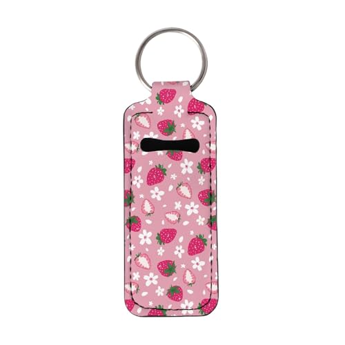 CLOHOMIN Chapstick Holder Keychain Girl Lip Gloss Holder Organizer Neoprene Lipstick Protective Sleeve for Women