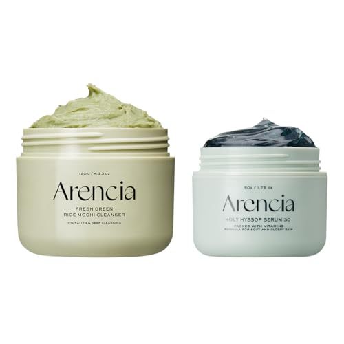 Arencia Glass Skin Care Duo [Korean Rice Mochi Facial Cleanser + Glow Hyssop Overnight Mask Serum]