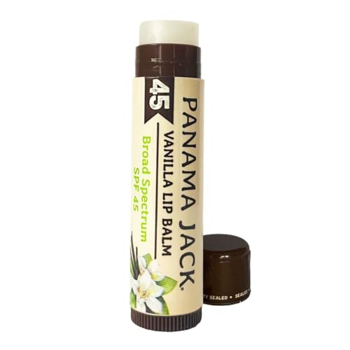 Panama Jack Sunscreen Lip Balm - SPF 45, Flavor Pack, Broad Spectrum UVA-UVB Sunscreen Protection, Prevents & Soothes Dry, Chapped Lips (5 Pack)