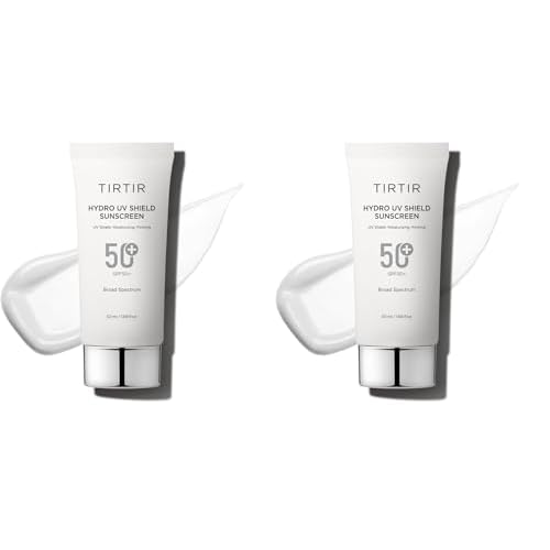 TIRTIR Hydro UV Shield Sunscreen | SPF 50+ Broad Spectrum UVA UVB Korean No White Cast Face Sunblock, 1.69 Fl Oz (Pack of 2)