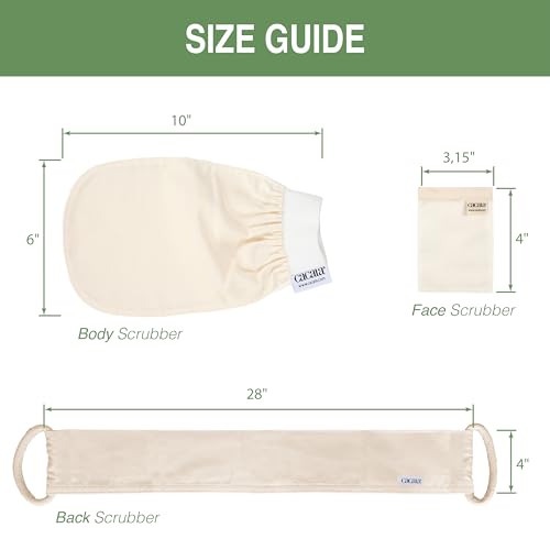 Set of Exfoliating Glove, Face Scrubber & Back Scrubber for Shower, 100% Vegan Viscose exfoliating body scrubber, Bath Hammam Kese & Spa Mitt