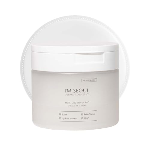 I¡¯M SEOUL Toner Pads Hydrating Moisture Pads with Ectoin, Beta-Glucan, LHA, Hyal-Microsome for All Skin Types Korean Skincare 60 Count 8.11 fl oz