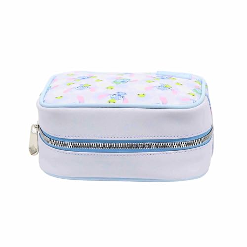 Impressions Vanity Stitch Hoppin Around Cosmetic Bag for Travel, Faux Saffiano Leather, Stitch Printed Artwork Makeup Bag for Women with Lined Interior, Slip Pockets, Makeup Pouch with Silver Hardware
