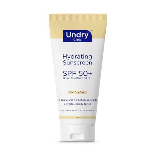 Hydrating Sunscreen for Dry Skin Lightweight, Photostable Sunscreen SPF 50 Broad Spectrum Sun Screen Protector SPF 50 Sunscreen Sun Cream with HA & Ceramide (50gm/1.7 Oz)