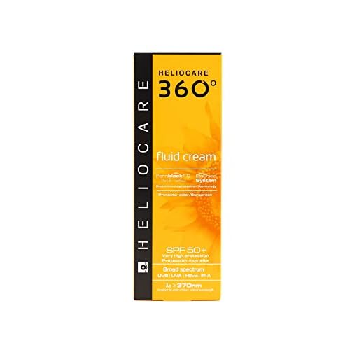 Heliocare 360¡Æ Fluid Cream SPF50+ 50ml / Sun Cream for Face/Daily UVA, UVB Visible Light and Infrared-A Anti-Ageing Sunscreen Protection/Dry and Normal Skin Types/Hydrating