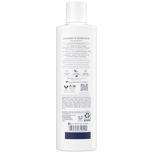 Dove Damage Therapy Shampoo 6-Pack, Coconut & Hydration, 24H Hydration for Revitalizing Dry, Damaged Hair, 12 Oz Ea