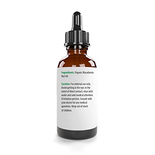 ORGANIC MACADAMIA NUT OIL 100% Pure & Natural, Unrefined, Cold-Pressed For Face, Dry Skin, Nails, Lips, Body & Hair - Reduce Hair Breakage, Even Out Skin Tone, Therapeutic Massage