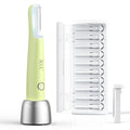 BNU Dermaplaning Tool for Face, Dermaplane Razor for Women Face LED Light Facial Exfoliation & Peach Fuzz Hair Removal, 3 Speeds Rechargeable Sonic Edge Technology 10 Refill Blades Green