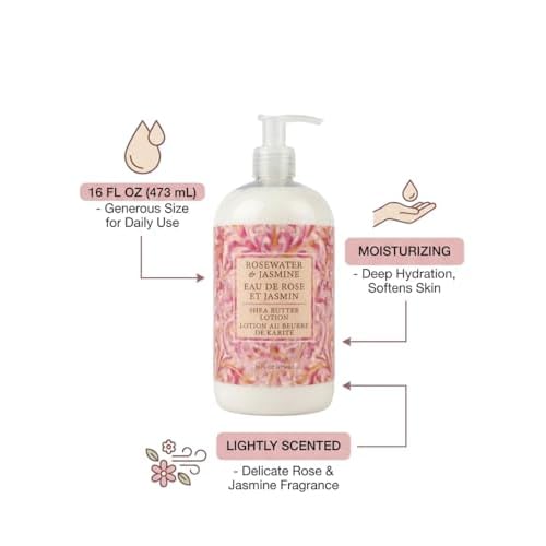 Greenwich Bay Rosewater & Jasmine Lotion Enriched with Shea Butter and Essential Rose and Jasmine Oils 16 oz by Greenwich Bay Trading Company