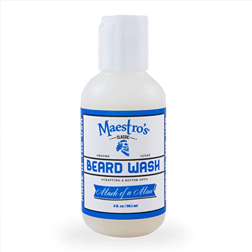 Maestro's Classic BEARD WASH | Anti-Itch, Deep Cleaning, Non-Drying, Fully Hydrating Gentle Cleanser For All Beard Types & Lengths- Mark of a Man Blend, 2 Ounce