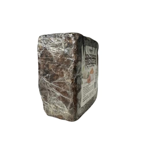 Aleheri's African Black Soap Turmeric 16 oz - 100% All Natural, Raw Ingredients, From Ghana. For All Skin Types, Helps Rejuvenate, Aids Against Dark Spots, Eczema, Stretch Marks on Face & Body
