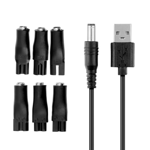 7 PCS Power Cord 5V Replacement Charger USB Adapter Compatible with Electric Hair Clippers, Beard Trimmers, Shavers, Beauty Instruments, Desk Lamps, Purifiers
