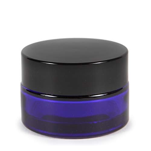 Vivaplex, 12, Cobalt Blue, 15 ml, Round Glass Jars, with Inner Liners and black Lids (Pack of 2)