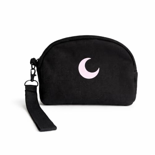 Brando Moon Small Zipper Makeup Bag for Women Girls ? Travel Cosmetic Pouch, Wide-Open Organizer Purse Case, Air-Tight Odor-Control Fabric, Everyday Travel Essentials