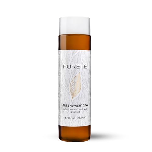Puret? Greenwash Dew Essence infused with ECOCERT Matcha & Fermented Sake | Anti-Oxidant Hydrating Treatment Toner for Post-Cleansed Skin | Made in Japan | 6.7 oz.