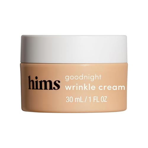 hims goodnight wrinkle cream for men - fine lines, puffiness, dark eye circles - caffeine, hyaluronic acid, night cream, almond scent - vegan, cruelty-free, no parabens - (1oz)