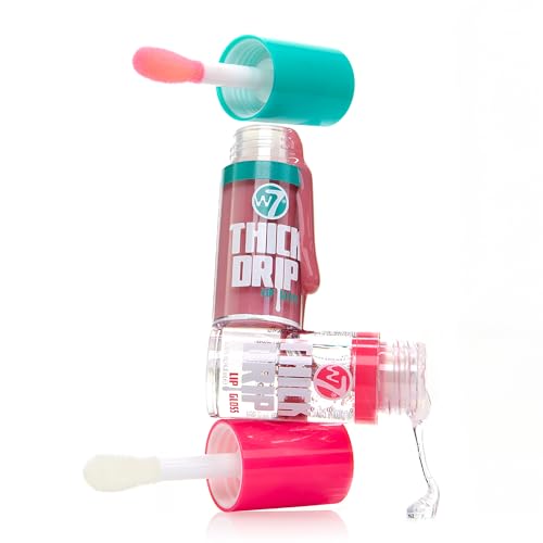 W7 Juicy Lips! Thick Drip Lip Gloss Duo Set - Too Close & In The Clear - Hydrating Glossy Lip Glosses
