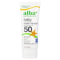 Alba Botanica Baby Sunscreen for Face and Body, Sheer Mineral Sunscreen Lotion, Broad Spectrum SPF 50, Water Resistant and Fragrance-Free, 3 Fl Oz (Packaging May Vary)