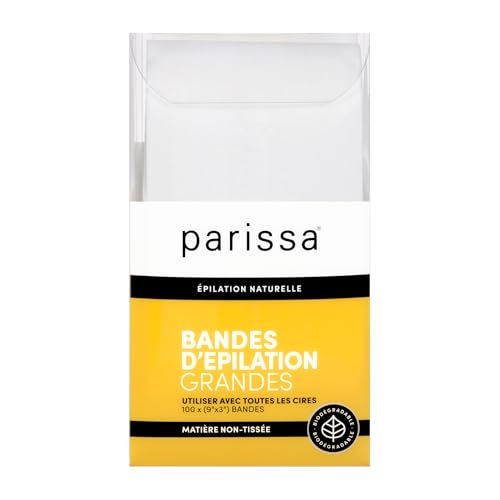 Parissa Epilation Strips (Large) | Non-Woven Waxing Strips, Soft & Durable for All-Over Hair Removal, 100% Biodegradable & Reusable with Wax, Professional-Quality for At-Home Waxing | 100 count