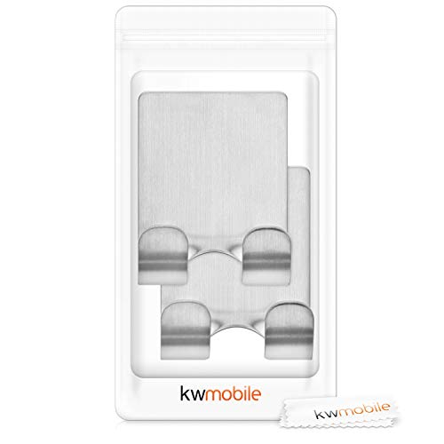 kwmobile 2x Razor Holder- Self-Adhesive Aluminum Alloy Shaver Wall Mount - Bathroom Organizer for Showers - Silver