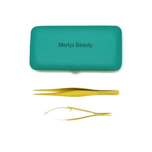Professional Eyebrow Grooming Kit, 2-Piece Set with Tweezers and Scissors, Gold color