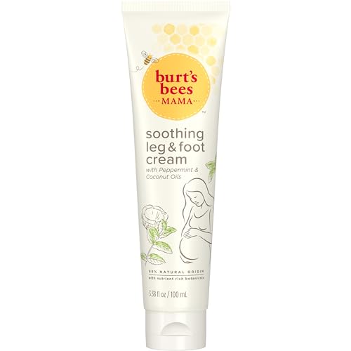 Burt's Bees Mama Bee Belly Butter, Leg & Foot Cream - Pregnancy Stretch Mark Prevention Cream, 6.5 Oz Tub & 3.38 Oz Foot Cream