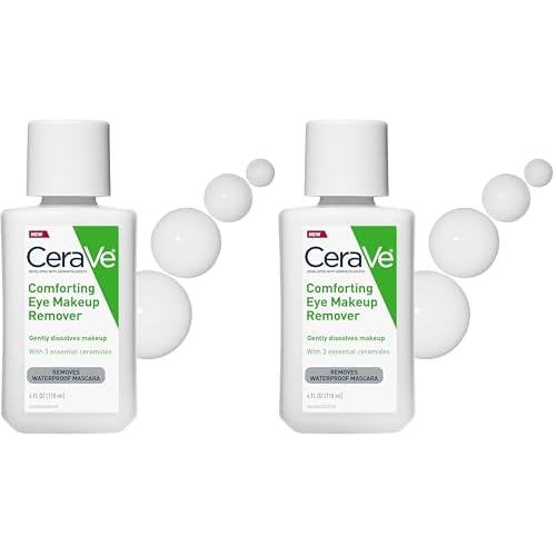 CeraVe Eye Makeup Remover with Hyaluronic Acid and Ceramides,Waterproof,Non-Comedogenic,Fragrance Free,Non-Greasy & Ophthalmologist Tested,4 Ounces,(Pack of 2)
