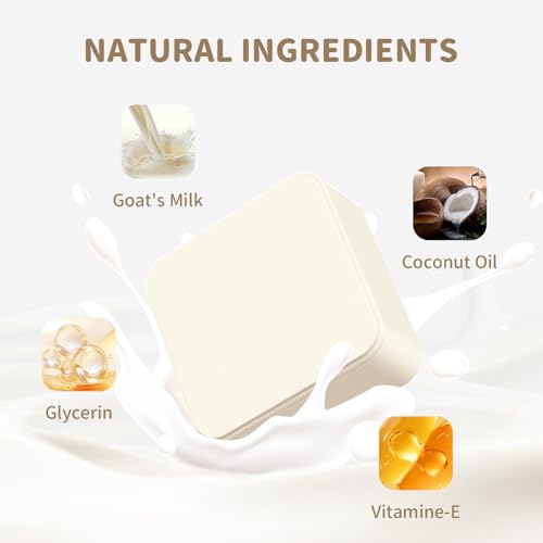 Goats Milk Bar Soap, Natural Face&Body Bath Moisturizing Soap Bar, Gentle on Sensitive Skin Formula, For All Skin Types Men&Women, 2 PACKS