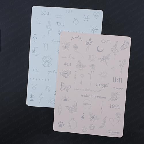 2pcs Tiny Tattoo Practice Skin Pad with more 80 Stencil Designs Perfect for Mastering Tiny Tattoo Essential Techniques (Pink Skin)