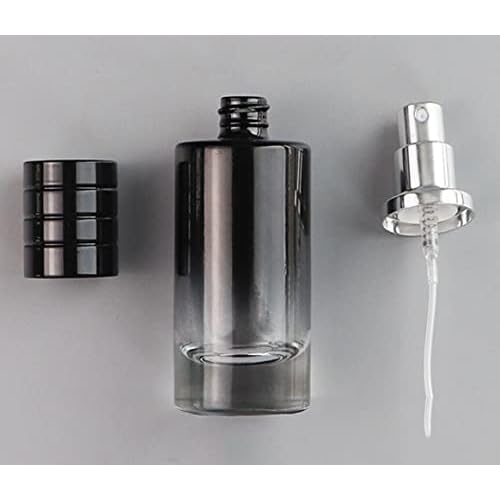 30ML Glass Perfume Bottles Empty Gradient Black Spray Perfume Bottles with Black Screw Lid Refillable Portable Empty Square Perfume Atomizer Vials Refillable Cosmetic Containers for Perfume Essential