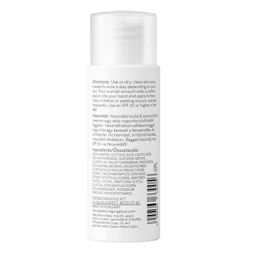 Geek & Gorgeous ? Smooth Out ? 12% AHA Exfoliating Liquid with Glycolic & Lactic Acid ? Promotes Smoother, Brighter Skin ? With Nopal Cactus Extract ?1 oz