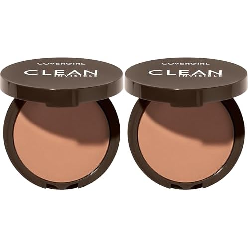 Covergirl Clean Invisible Pressed Powder, Lightweight, Breathable, Vegan Formula, Soft Honey 155, 0.38oz (Pack of 2)