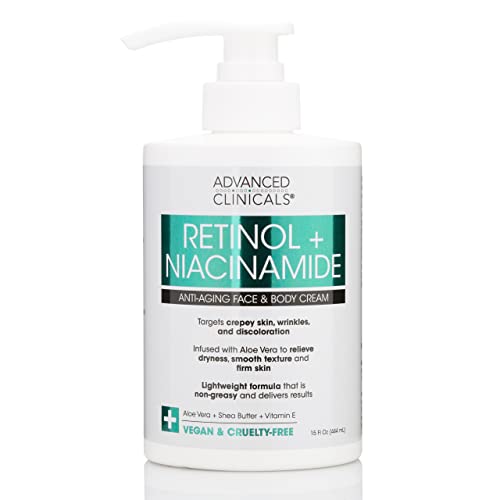 Advanced Clinicals Retinol + Niacinamide Anti-Aging Face & Body Cream + Vitamin C Brightening Face Gel Cream Set