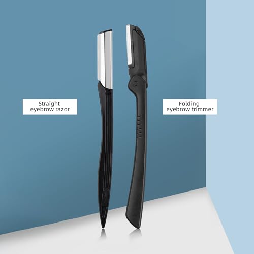 13-in-1 Eyebrow Trimming Kit with Double Magnification Vanity Mirror, Eyebrow Grooming Kit for Women/Men, Includes Scissors with Comb, Straight and Folding Razors, Brushes, Tweezers, Replacement Head